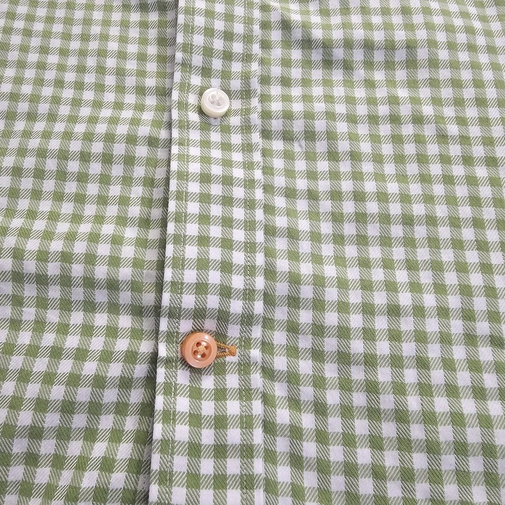 Thomas Dean Green, White Shepherd Check Paisley‎ Flip Cuff Button Up Shirt XXL